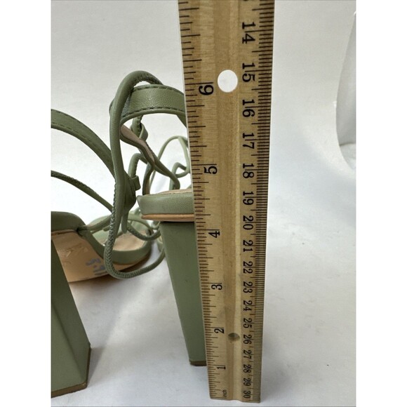 Olivia Ferguson Square Toe Ankle Strap Sandals Heels Size 7 Pistachio Green - Picture 5 of 8